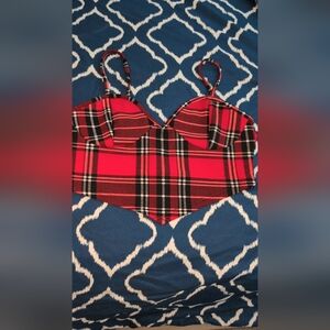 Red Plaid Crop Top shien